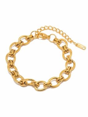 18K Gold Plated Oval Link Chain Bracelet